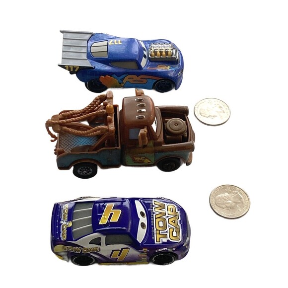 Disney Pixar Cars Drag Racing Lil Torquey, Tow Truck Mater,Jack DePost Tow Cap - Picture 2 of 8
